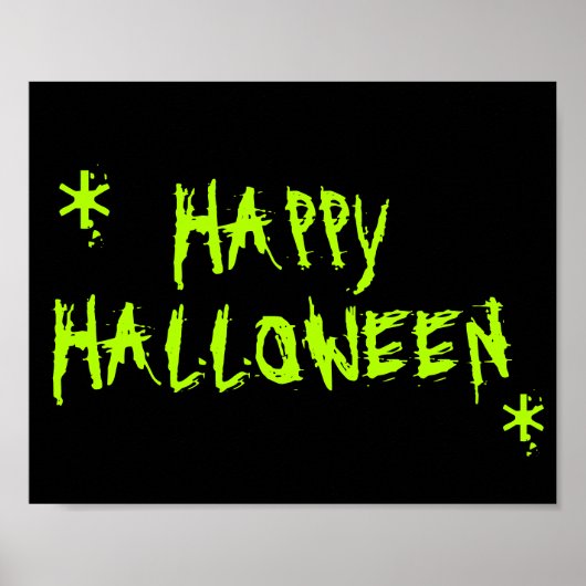 Happy Halloween neon groene zwarte enarig typograf Poster (Voorkant)
