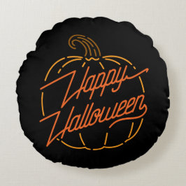 Happy Halloween Neon Round Pillow Rond Kussen