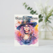 Happy Halloween - Nerdy Witch illustratie Briefkaart (Staand voorkant)