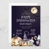 Happy Halloween Night Party Invitation Kaart (Voorkant / Achterkant)