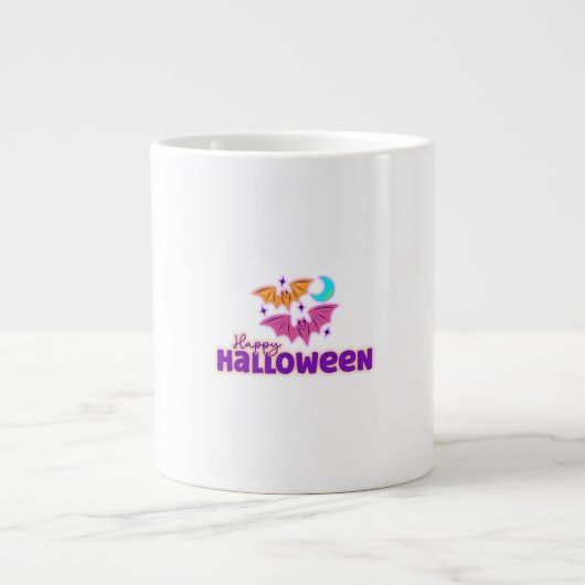 Happy Halloween Night - Schattigee vleermuizen en  Grote Koffiekop (Voorkant)