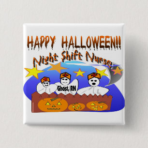 Happy Halloween Night Shift Zurse Vierkante Button 5,1 Cm