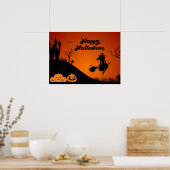 Happy Halloween Night - Spooky Witch, pompoenen Poster (Keuken)