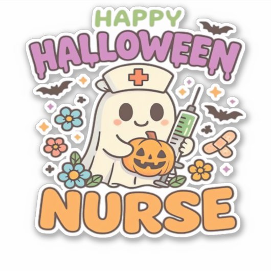 Happy Halloween Nurse Shirt - Schattigee Spooky Me Sticker (Voorkant)