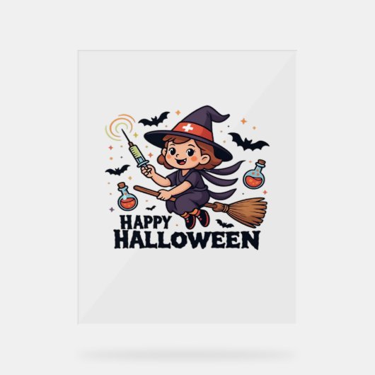 Happy Halloween Nurse Shirt – Spooky Schattige Med Acryl Bord (Voorkant)