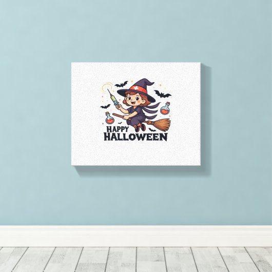 Happy Halloween Nurse Shirt – Spooky Schattige Med Canvas Afdruk (Insitu (Houten vloer))