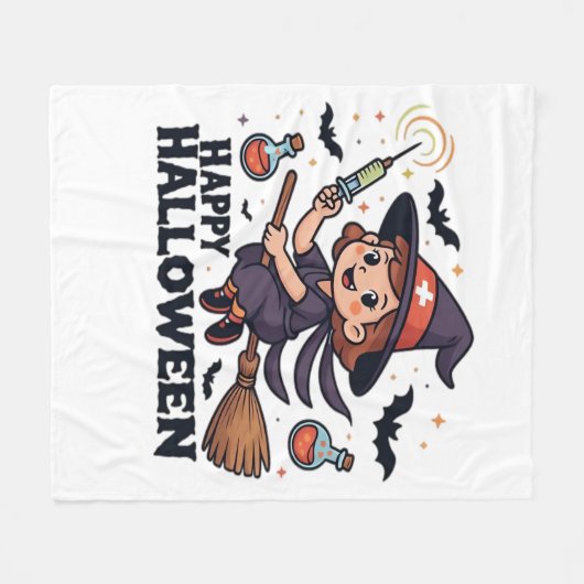 Happy Halloween Nurse Shirt – Spooky Schattige Med Fleece Deken (Voorkant (Horizontaal))