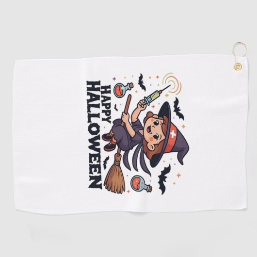 Happy Halloween Nurse Shirt – Spooky Schattige Med Golfhanddoek (Horizontaal)