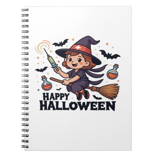 Happy Halloween Nurse Shirt – Spooky Schattige Med Notitieboek (Voorkant)