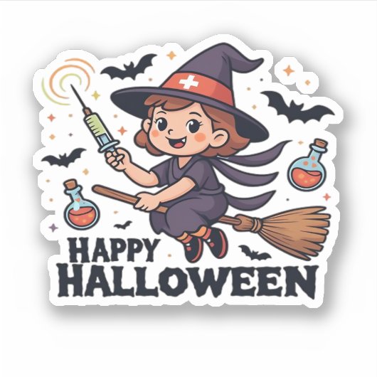 Happy Halloween Nurse Shirt – Spooky Schattige Med Sticker (Voorkant)