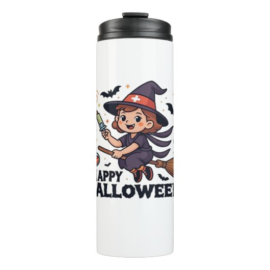 Happy Halloween Nurse Shirt – Spooky Schattige Med Thermosbeker (Voorkant)