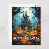Happy Halloween Old Haunted House Briefkaart (Voorkant / Achterkant)