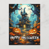 Happy Halloween Old Haunted House Briefkaart (Voorkant)
