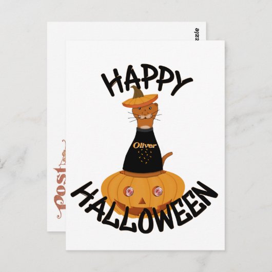 Happy Halloween Oliver. Briefkaart (Voorkant / Achterkant)