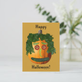 Happy Halloween - ongesneden pompoen gezicht Briefkaart (Staand voorkant)