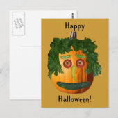 Happy Halloween - ongesneden pompoen gezicht Briefkaart (Voorkant / Achterkant)