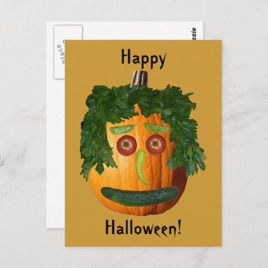 Happy Halloween - ongesneden pompoen gezicht Briefkaart (Voorkant / Achterkant)