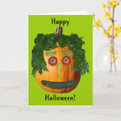 Happy Halloween - ongesneden pompoen gezicht Kaart (Gele Bloem)