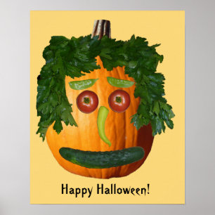 Happy Halloween - ongesneden pompoen gezicht Poster