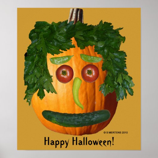 Happy Halloween - ongesneden pompoen gezicht Poster (Voorkant)