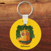 Happy Halloween - ongesneden pompoen gezicht Sleutelhanger (Voorkant)