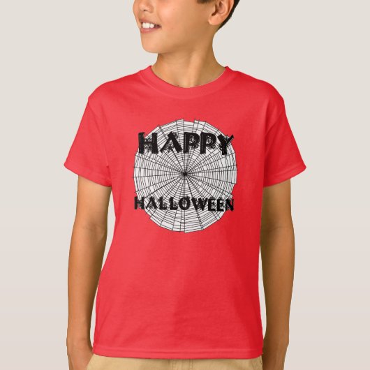 Happy Halloween op Spider Web Kinder T-shirt (Voorkant)