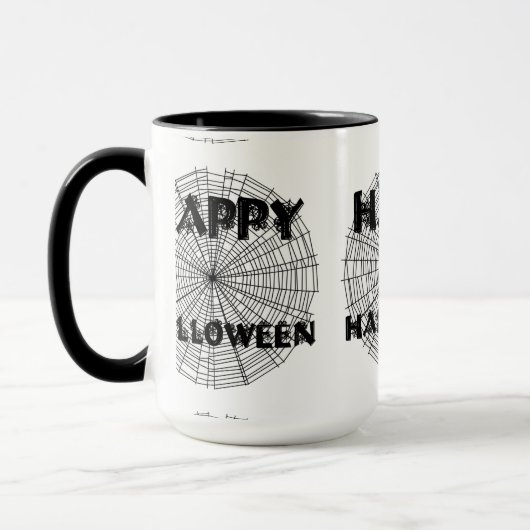 Happy Halloween op Spider Web Text Mok (Links)