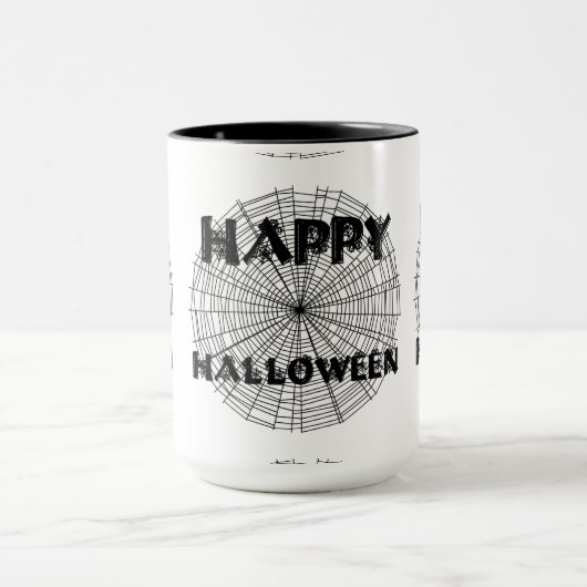 Happy Halloween op Spider Web Text Mok (Midden)