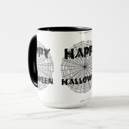 Happy Halloween op Spider Web Text Mok (Voorkant links)