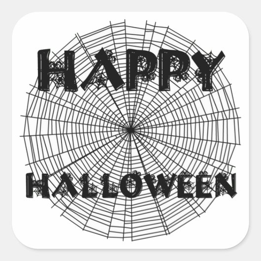 Happy Halloween op Spider Web Text Sticker (Voorkant)