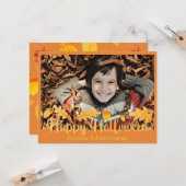 Happy Halloween Oranje Acorns-fotokaart Kaart (Voorkant / Achterkant in situ)