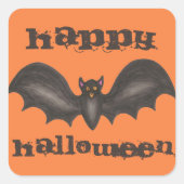 Happy Halloween Oranje Black Bat Trick or treat Vierkante Sticker (Voorkant)