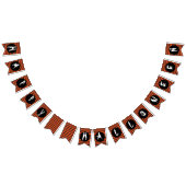 Happy Halloween Oranje Black Striped Fun Font Vlaggetjes (Alle)