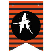 Happy Halloween Oranje Black Striped Fun Font Vlaggetjes (Tweede vlag)