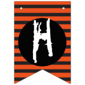 Happy Halloween Oranje Black Striped Fun Font Vlaggetjes (Eerste vlag)