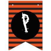Happy Halloween Oranje Black Striped Fun Font Vlaggetjes (Derde vlag)