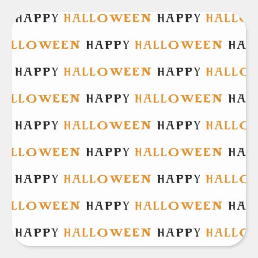Happy Halloween Oranje Black Wording Party Vierkante Sticker (Voorkant)