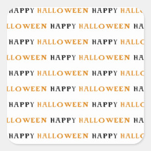 Happy Halloween Oranje Black Wording Party Vierkante Sticker
