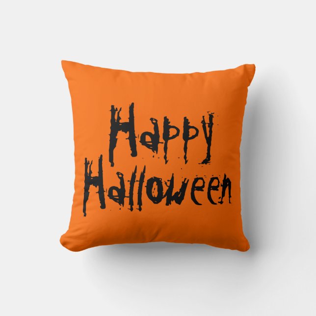 Happy Halloween Oranje en Black Pillow Kussen (Voorkant)