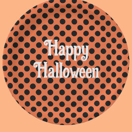 Happy Halloween oranje en zwarte stippen kinder pa Papieren Bordje
