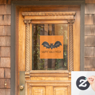 Happy Halloween Oranje Flying Black Bat Raamsticker
