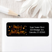 Happy Halloween Oranje Folie Modern Script Trendy Etiket (Insitu)