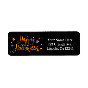 Happy Halloween Oranje Folie Moderne Script Trendy Etiket