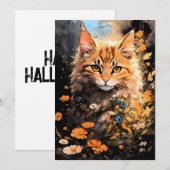 Happy Halloween Oranje kat magick Feestdagenkaart (Voorkant / Achterkant)