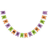 Happy Halloween Oranje Paars Green Patterned Vlaggetjes (Alle)