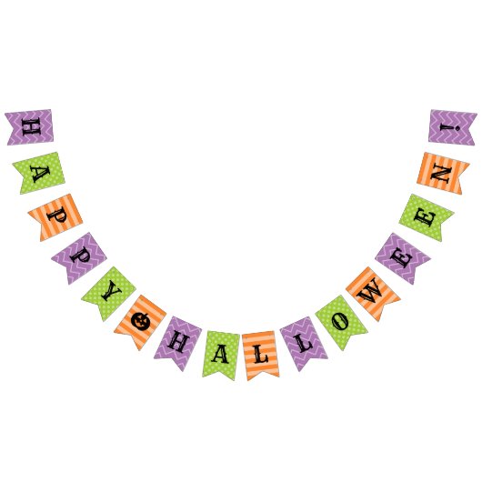 Happy Halloween Oranje Paars Green Patterned Vlaggetjes (Alle)