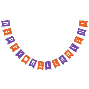 Happy Halloween Oranje & Paarse Ghost Bunting Flag Vlaggetjes