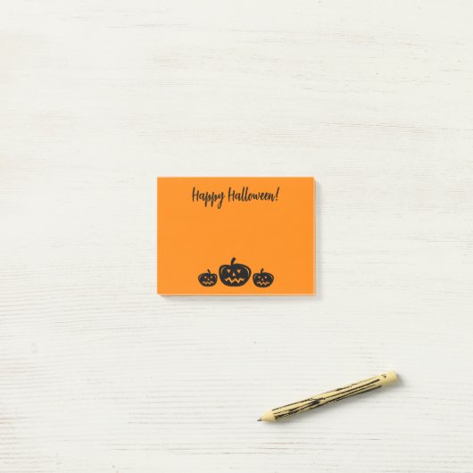 Happy Halloween oranje Post-it® notes met pompoen (Op bureau)