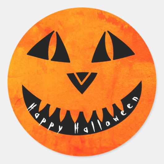 Happy Halloween Oranje Pumpkin Jack o' Lantern Ronde Sticker (Voorkant)