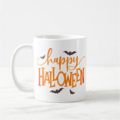 Happy Halloween Oranje Script met Black Bats Koffiemok (Links)